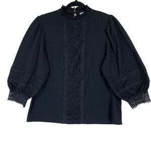 Reitmans Black Lace 3/4 sleeve Blouse size medium